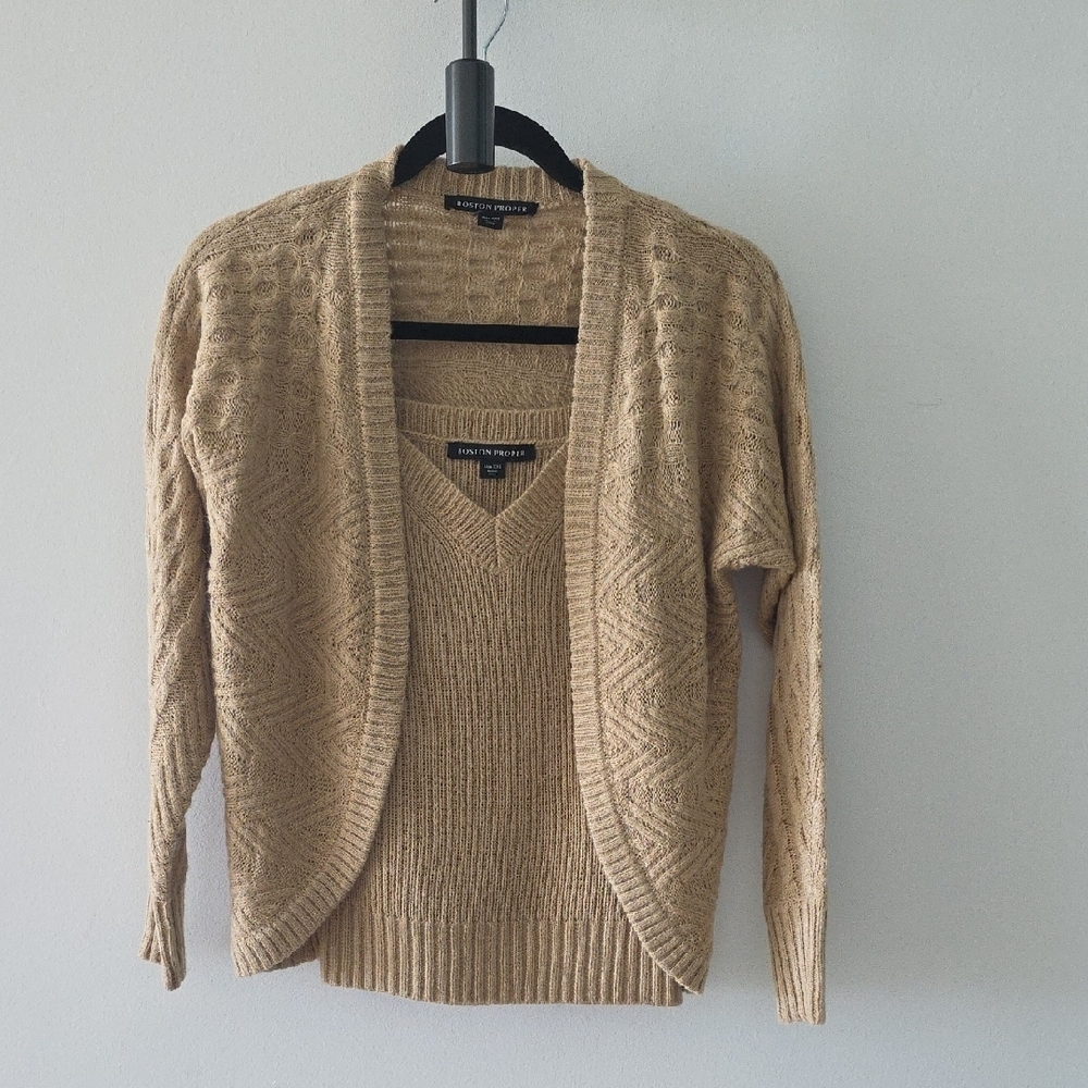 Boston Proper Beige Knit Top